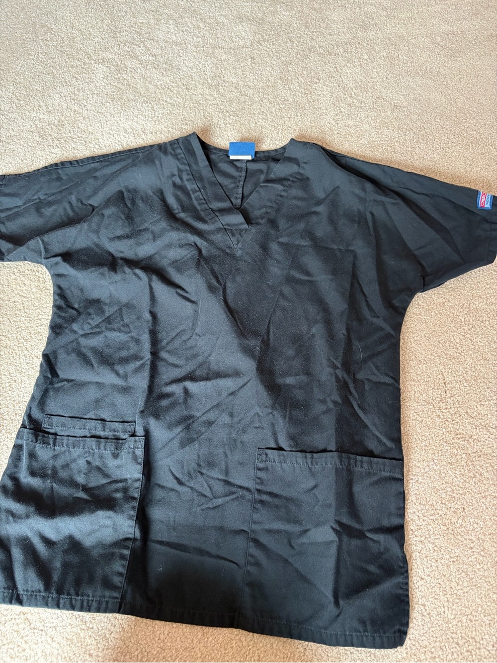 Women's Cherokee Workwear Black V-Neck Short Sleeve Medical Top